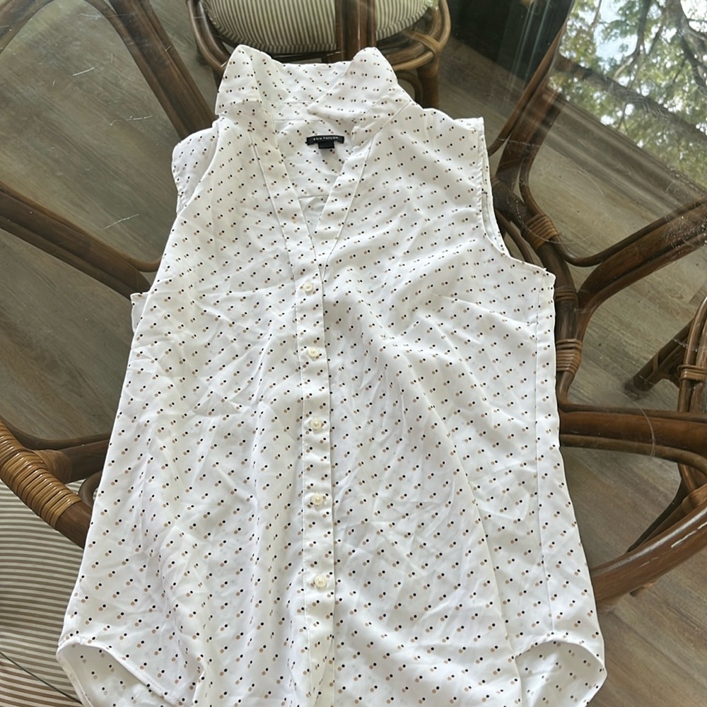 Womens sleeveless blouse with polka dots